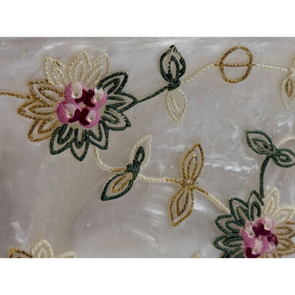 Popular Bath Embroidered Floral Acrylic Tissue Box Cover Cottagecore Grannycore - Picture 7 of 13